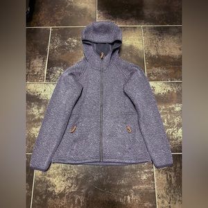 H26 Columbia Womens Hoodded Jacket Fleece Knitted size S Small Blue Grey